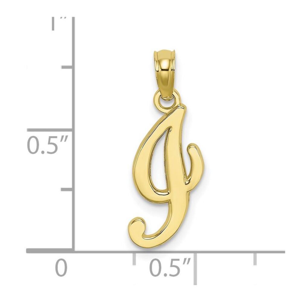 10k Yellow Gold Polished I Script Initial Charm - image 3